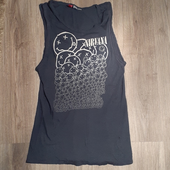 H&M Tops - Nirvana Muscle Tee- Small long tank, soft, navy